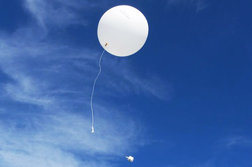 Radiosones attached to helium balloon
