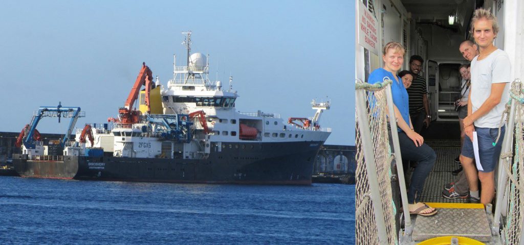 RRS Discovery in Punta Delgada, Azores, where Quinten Van Hellemont and Krista Alikas disembarked the ship. (PML) RRS Discovery in Punta Delgada, Azores, where Quinten Van Hellemont and Krista Alikas disembarked the ship. (PML)